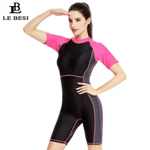 LEBESI Профессиональный Цельный купальник пятые Брюки Женская Спортивная одежда для плавания купальники с рукавами боди L-XXXL