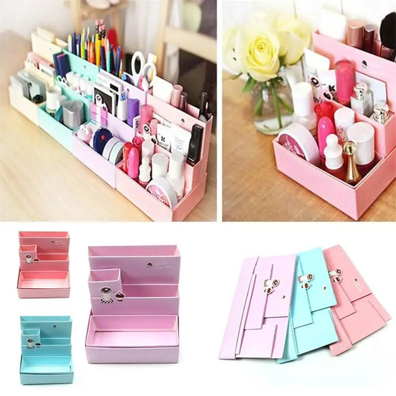 Diy Paper Board Storage Box Desk Decor Stationery Makeup Cosmetic Diy Paper Board Storage Box Desk Decor Stationery Makeup Cosmetic Organizer New Pen Holders School Office Supplies In Holder From
