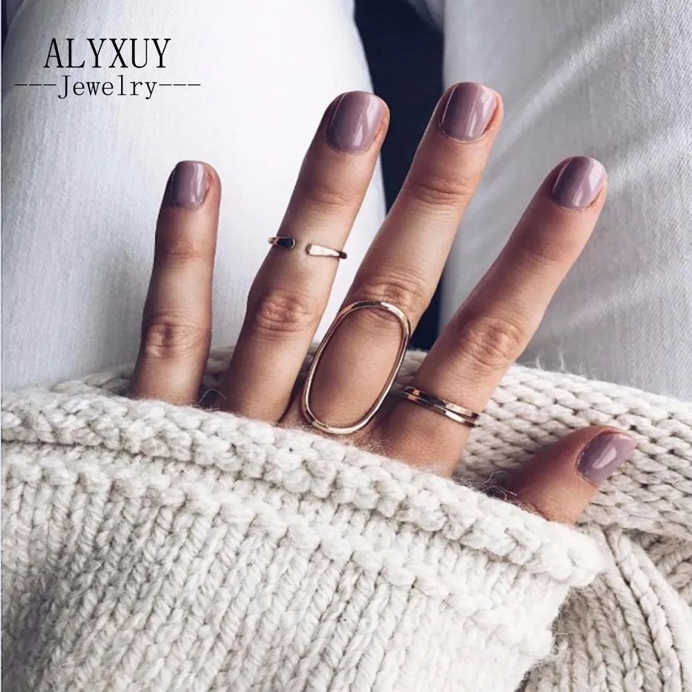 

New fashion vintage gold Geometry hollow ring sets for women girl R0020