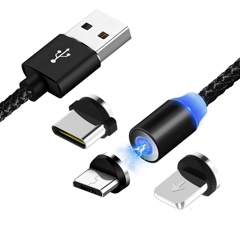 

Magnetic Charger Cable Wire LED Type-C Micro USB For iPhone Samsung