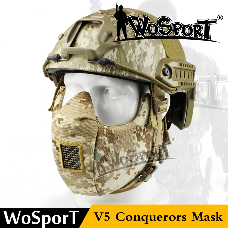 WoSporT Sinairsoft военный тактический V5 модульный 1000D Cordura защиты рта половина уход за кожей лица маска для охота на Wargame Airsoft Пейнтбол