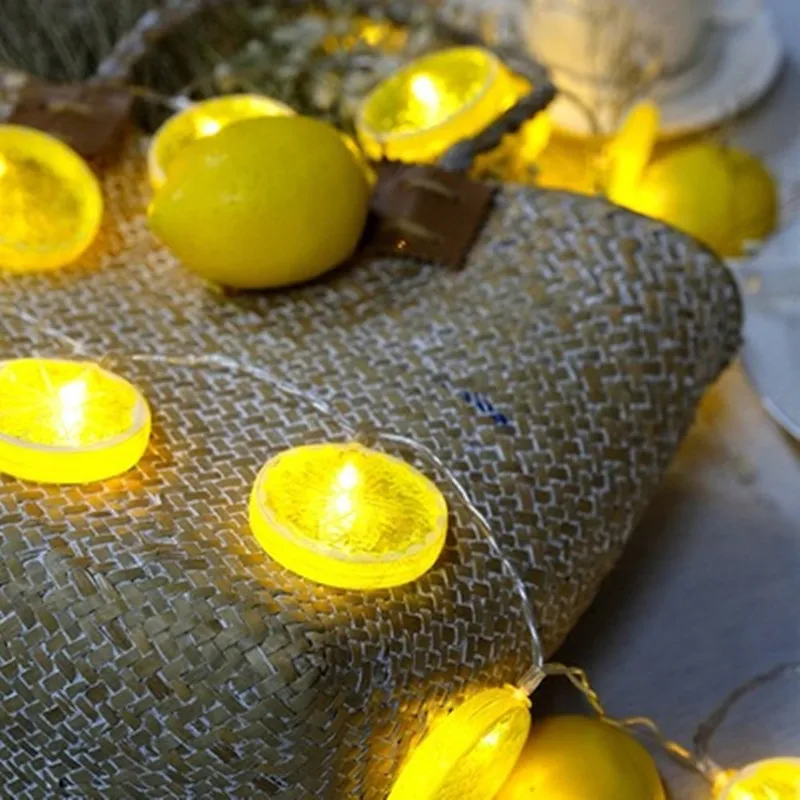 

1M 2M 3M waterproof LED lemon light string battery box long bright + flashing fairy tale lamp party decoration fruit light gift