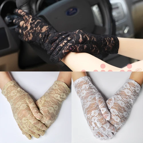 

MYTL Elegant Ladies Short Lace Gloves Costume - Black White Beige