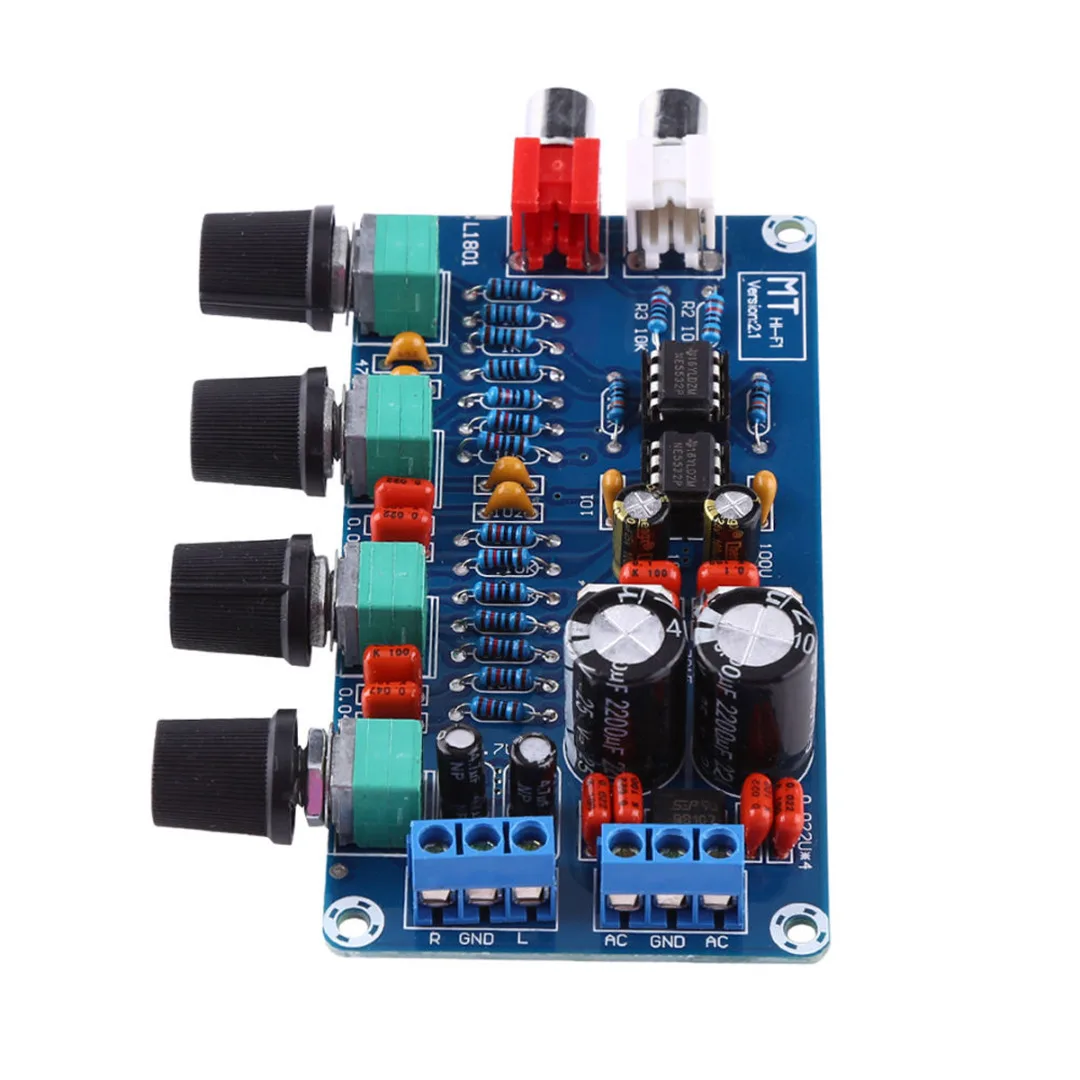 New NE5532 HIFI Preamp Preamplifier Board 2 Channel 4 Tune Types OP-AMP Volume Tone EQ Control Board Module