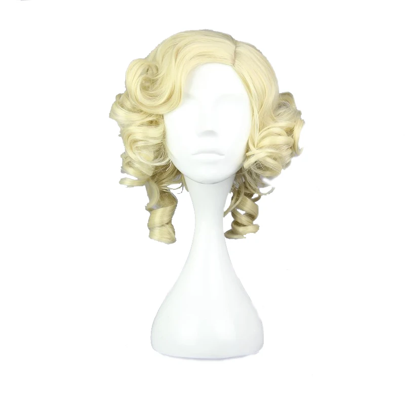 

MCOSER 30 CM Synthetic Short Curly Light Gold Cosplay Wigs 100% High Temperature Fiber Hair WIG-016G
