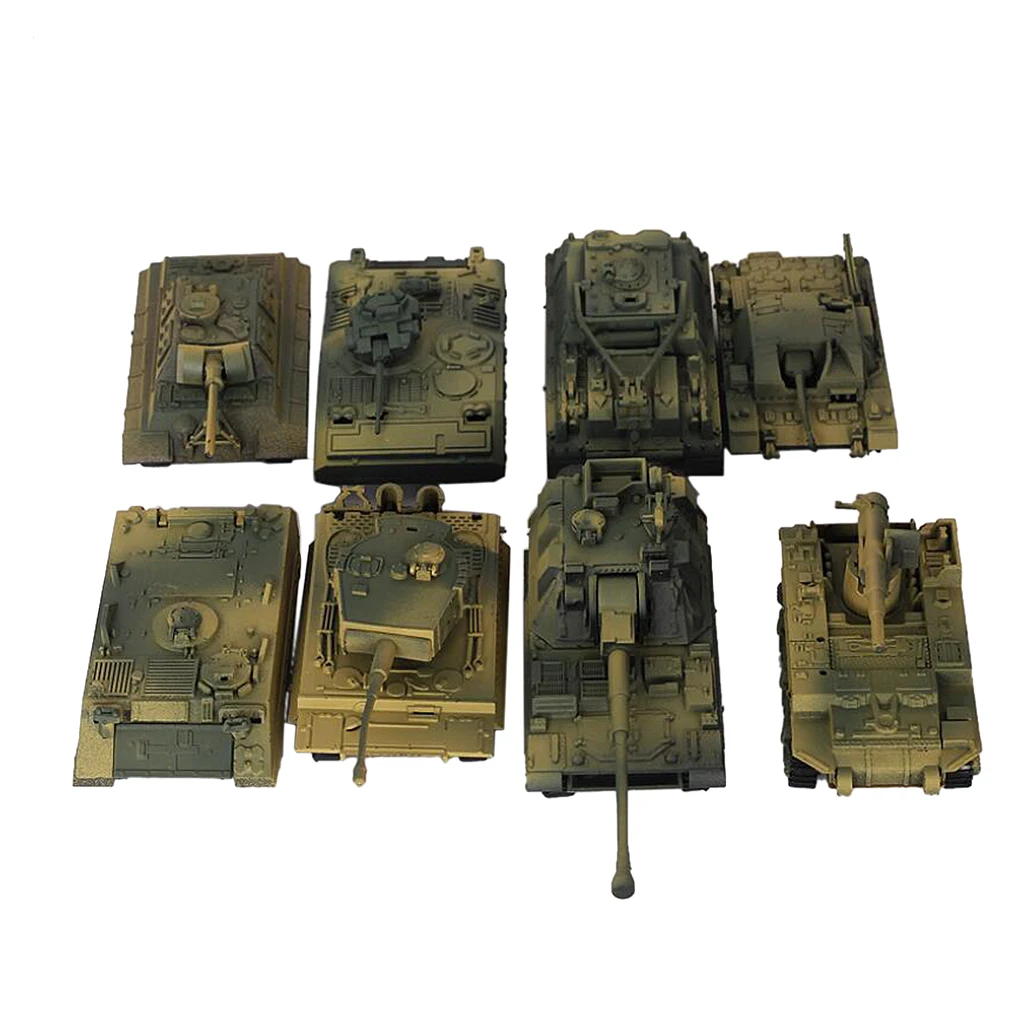 8 Pieces 4D Modern Tank Model 1:72 Heavy Tank Sand Table Model Wargame Game Diorama Scenery Layout