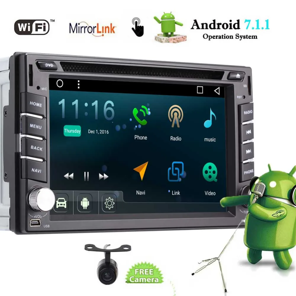Android 7.1 Car Stereo Double Din Car DVD Player Autoradio Video Radio