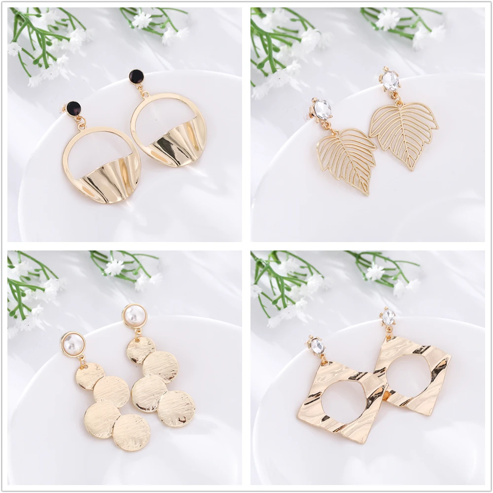 

Teamer 2019 New Fashion Gold Bohemian Earrings Pearl Crystal Statement Party Jewelry Geometric Earrings Boho Wedding Bijoux Gift