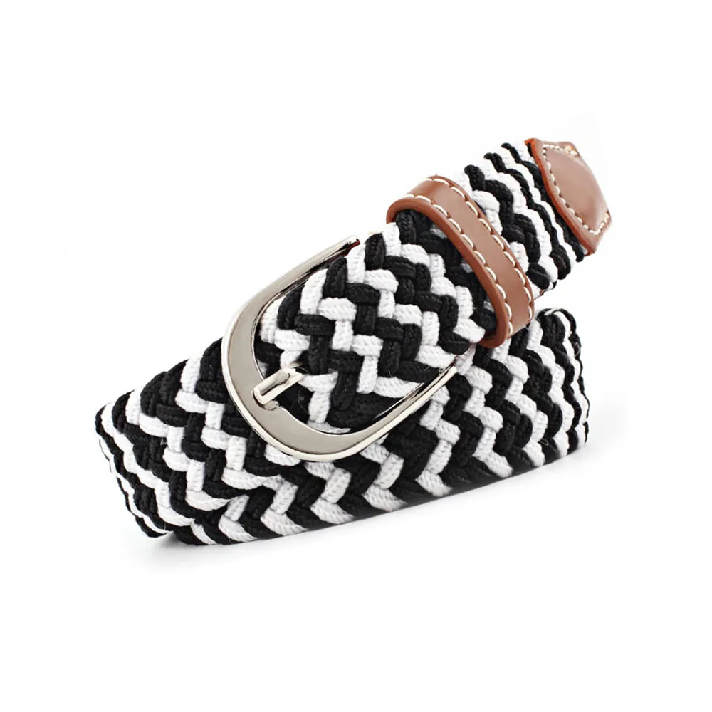 

Ladies Elastic Waistband Adjustable Decorative Waist Belt Canvas With Buckle Braided Waist Band Woven Stretch Straps For Women