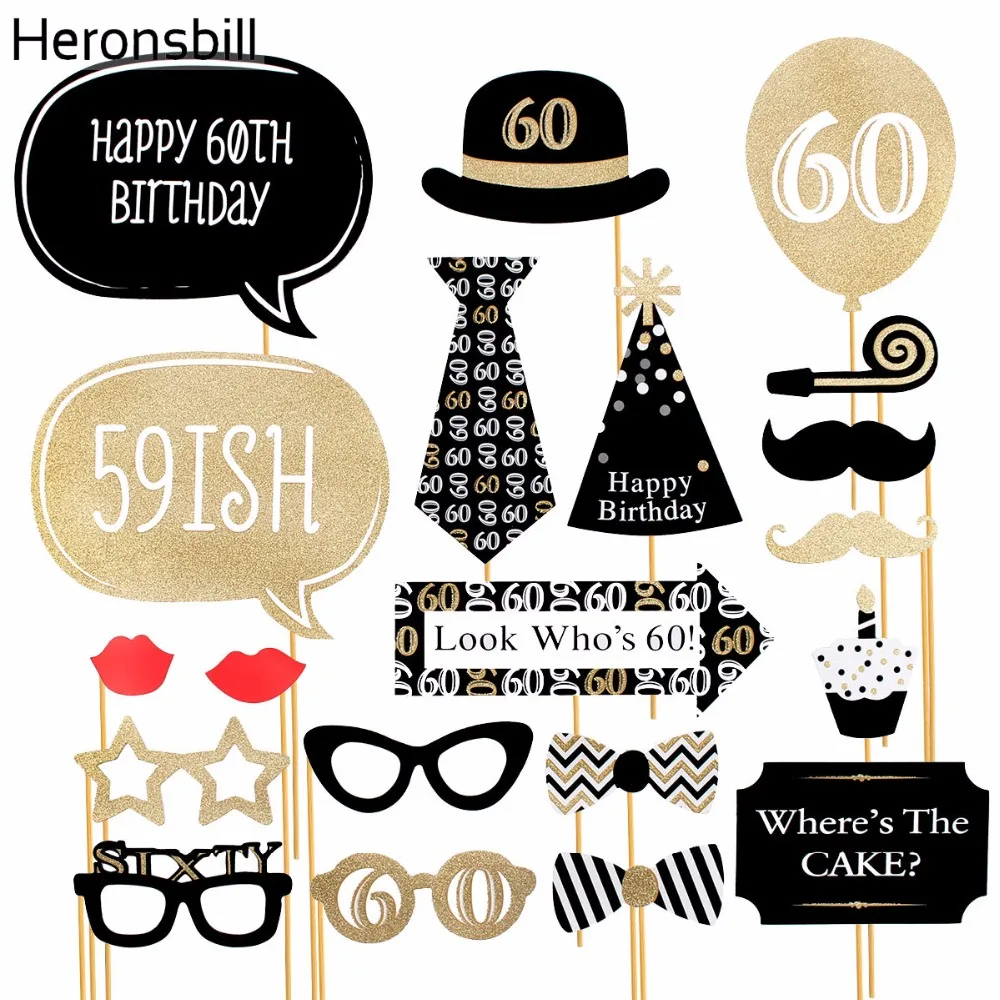 heronsbill 60th birthday photo booth props happy 60 years party