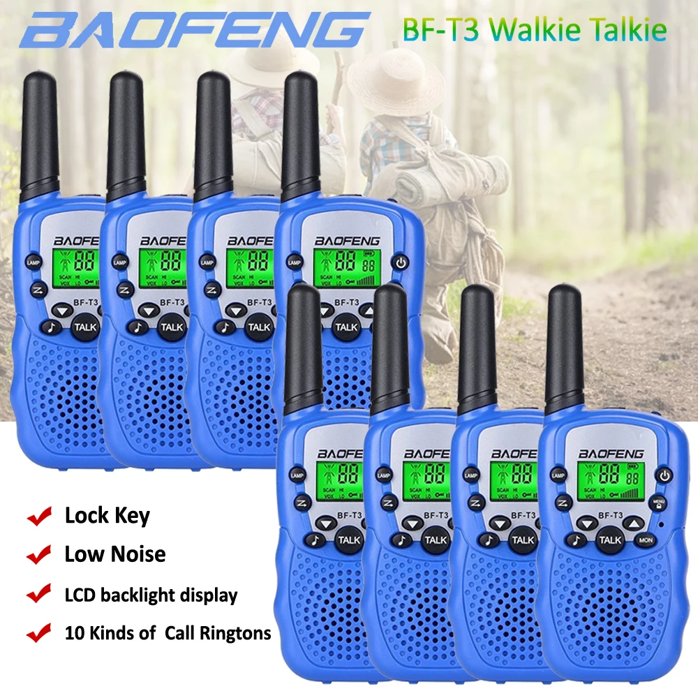 4 Pairs BaoFeng Mini Walkie Talkie Outdoor Kids Interphones Portable