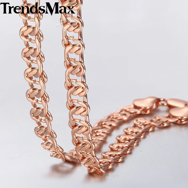 

Trendsmax 7.5mm Necklaces for Women Men 585 Rose Gold Snail Curb Link Chain Womens Necklace Custom Jewelry Gifts 18cm-60cm GN219