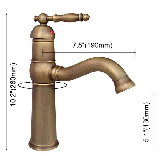 Antique Brass Single Lever Handle Swivel Kitchen Bathroom Sink Basin Faucet Mixer Taps aan041