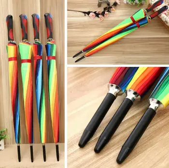 

25pcs Wholesale Rainbow Umbrella Water Proof Sun Rain 16K Golf Umbrella Golf Automatic Long-handle SN587