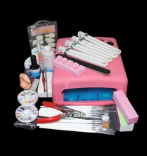 BTT-81 Pro 36W UV GEL Curing Bulb Lamp 15 Brush Pen File Nail Art Tips Tool Kits,nail art uv gel kit at free shipping