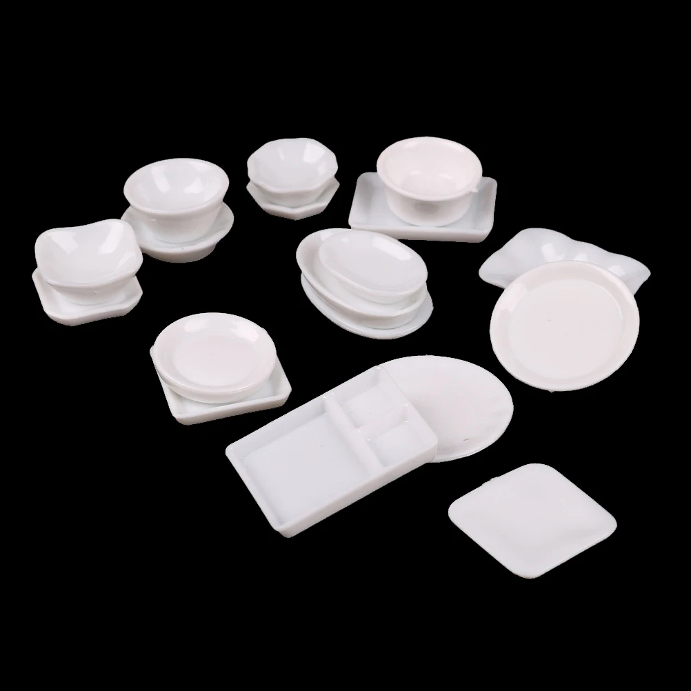 1 Bag 18pcs New Diy 1 12 Dollhouse Miniature Dish 18pcs Tableware