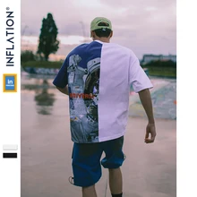 Инфляции мужская одежда футболка мужская Цвет блок астронавт печати футболка футболки с коротким рукавом мужские Летняя мода уличная Swag футболки для супружеской пары толстовка мужская 91218 S