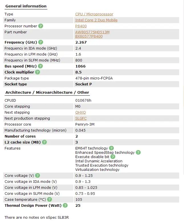 Для Intel Core 2 Duo P8400 Процессор 2,26 г 3 м Процессор 1066 МГц 25 Вт PGA ноутбук процессор совместим PM45 GM45 чипсет