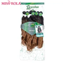 Мисс Рола Ombre волнистые волосы Связки Синтетические пряди для наращивания волос свободная волна Связки T1B/30 18-22 ''6 шт./упак. волос ткет застежка