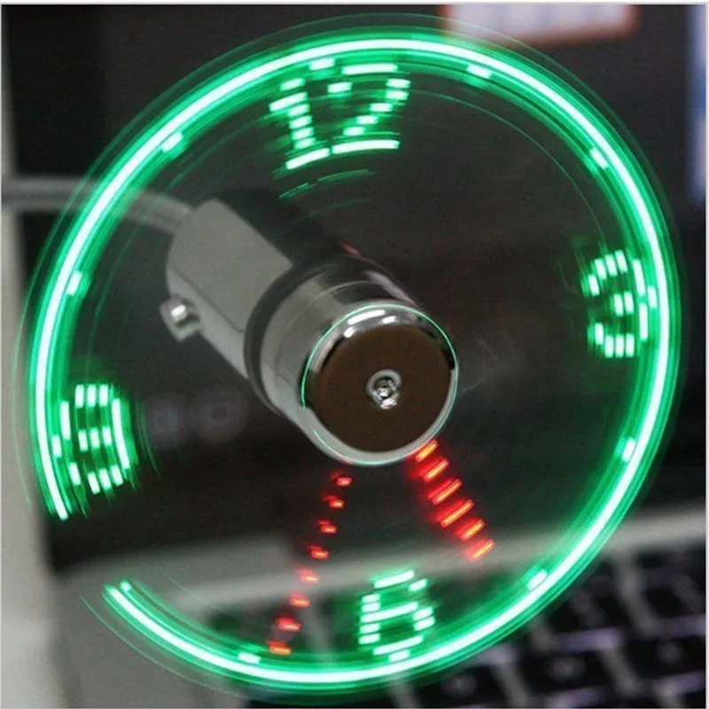 LED Clock Display Fan Mini USB Powered Flexible Gooseneck Flashing Real