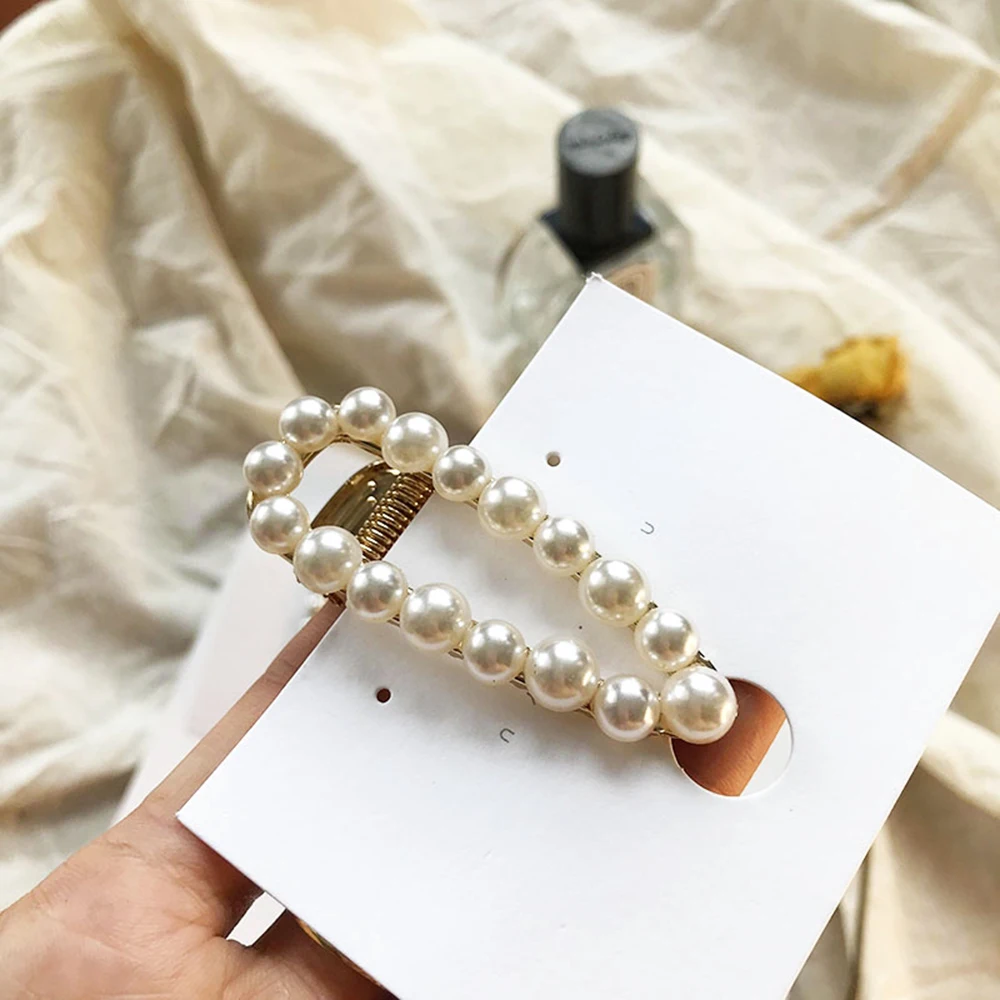 

Korean Design INS 1/2Pcs Pearl Hair Clip Elegant Snap Hairpin Hair Styling Barrette Stick Hairpin for Women Girls Accessories