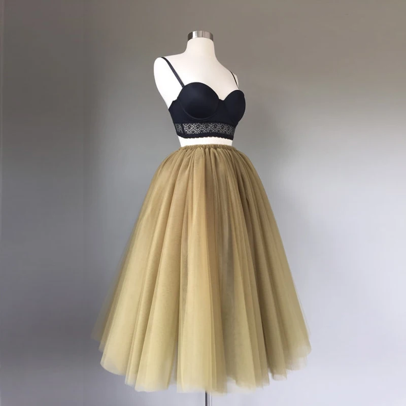 Floor length tulle skirt, antique gold tulle skirt