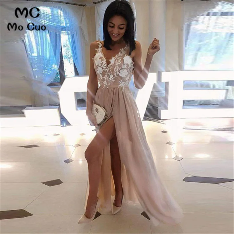 

2019 Elegant Evening Dresses Pageant Prom Dress with Appliques Robe De Soiree Chiffon Long Women Evening Dresses Custom Made