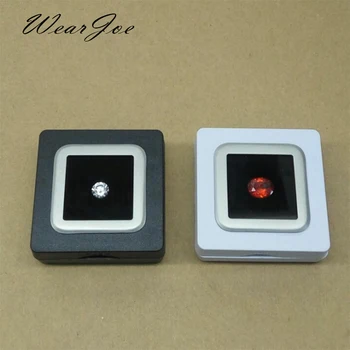 

Wholesale 50pcs 5*5cm Gem Stone Display Metal Case Box Storage for Gemstones/Diamond Beads Pear Holder Organizer Show Container