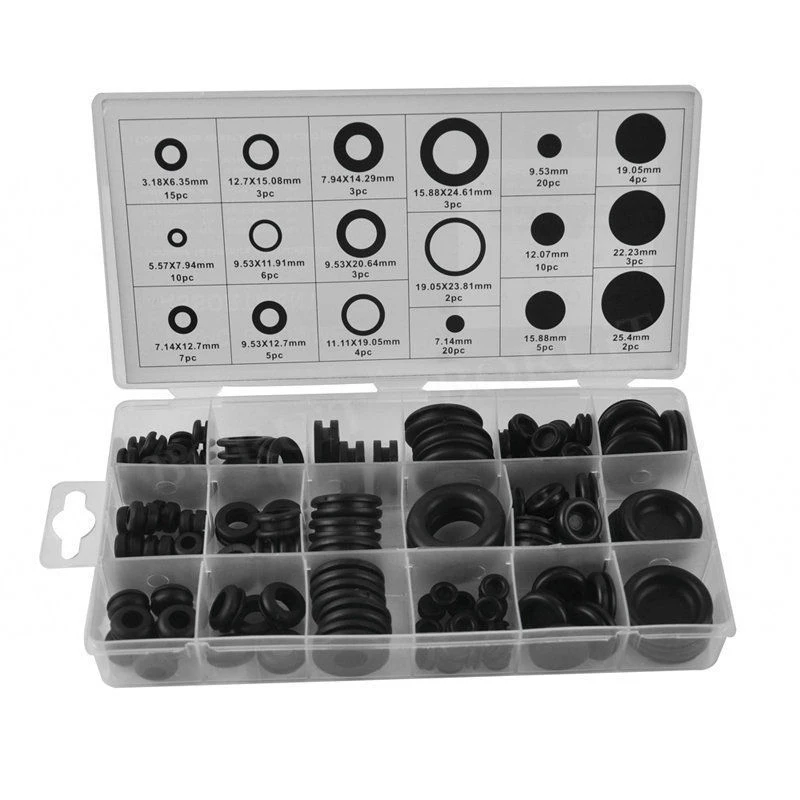 125Pc Rubber Grommet Assortment Firewall Hole Plug Set Electrical Wire Gasket