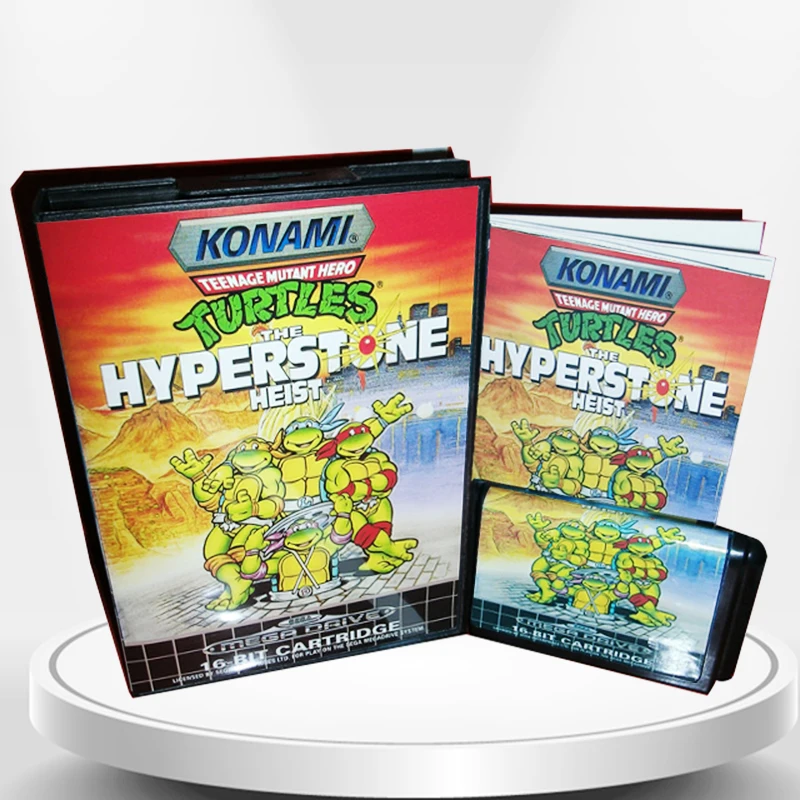 

Turtles the Hyperstone Heist EU Cover with Box and Manual for MD MegaDrive Genesis Video Game Console 16 bit MD card
