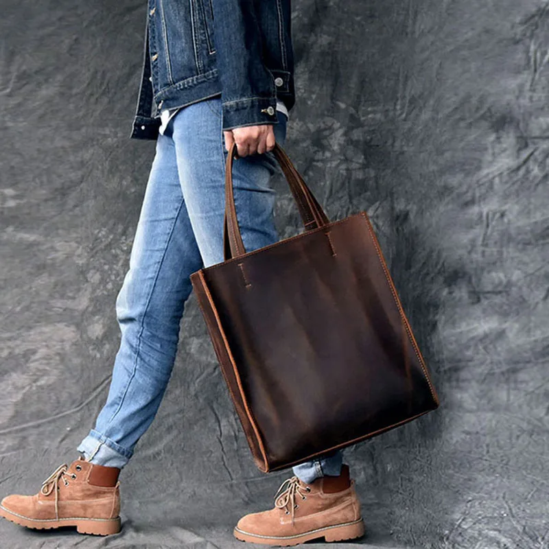 AETOO RClassic European and American style handmade leather tote bag men and women handbag large leather shopping bag