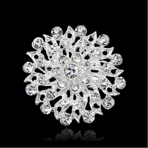 Rhinestone Brooch Pin Crystal Flower Brooches Bride Wedding Jewelry Gift Women Lady Dress Clothing Coat Accessories Gift