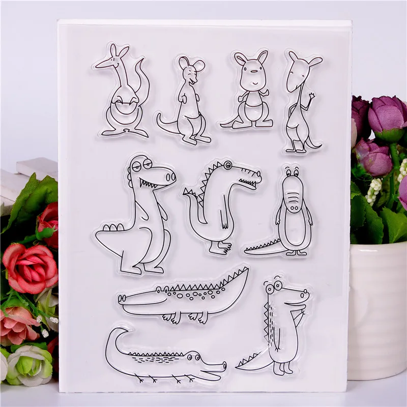 

Kangaroo crocodile Transparent Clear Stamps for DIY Scrapbooking/Card Making/Kids Christmas Fun Decoration Supplies