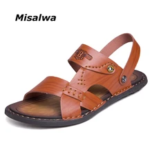 Misalwa/Большие размеры 38-47; мужские удобные летние сандалии; Прочная мужская повседневная обувь; цвет коричневый, черный, хаки;