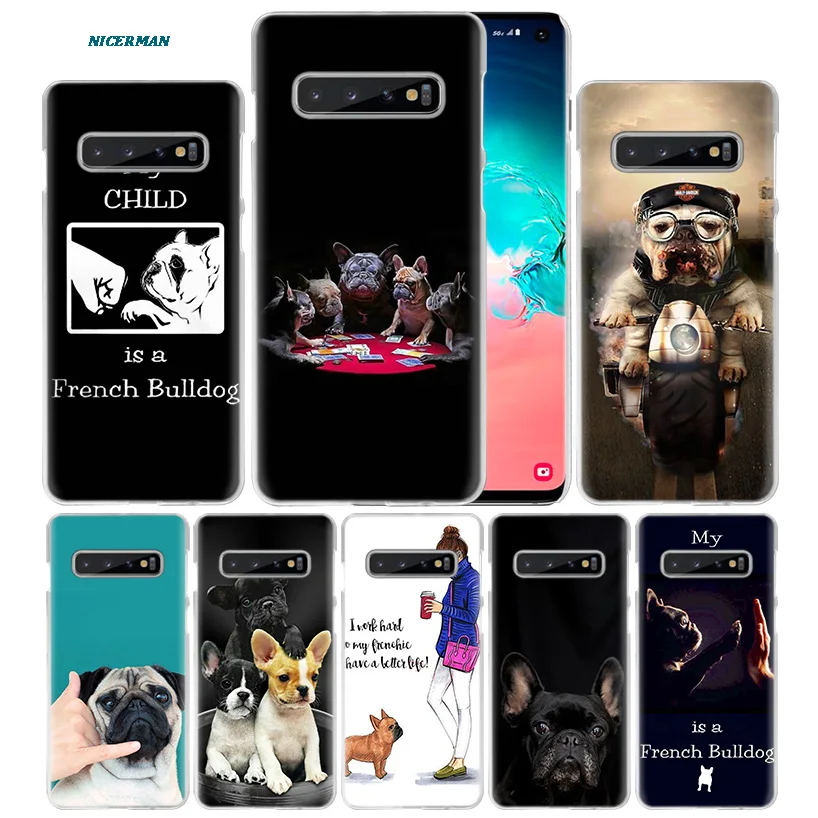 

French Bulldog Cool Case for Samsung Galaxy S10 5G S10e S9 S8 M30 M20 M10 J4 J6 Plus J8 2018 Note 8 9 Clear Hard PC Phone Cover