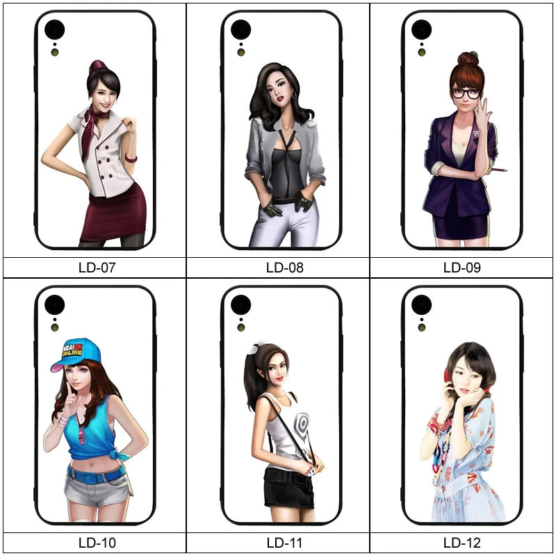 

Fashion Girl Patterned Soft Rubber+Hard PC Back Case Cover For iPhone 7 Case For iPhone 8 Case For iPhone 6 6s 7 8 Plus XR XS