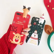Happy New Year 2018 Cute 3D Papa Elk Soft Silicone Protective Shell For iPhone 7 7Plus Merry Christmas Phone Cases For iPhone8 X