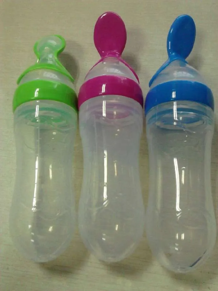 Free Shipping Colorful Baby Food Feeder Silicone Feeding Spoon