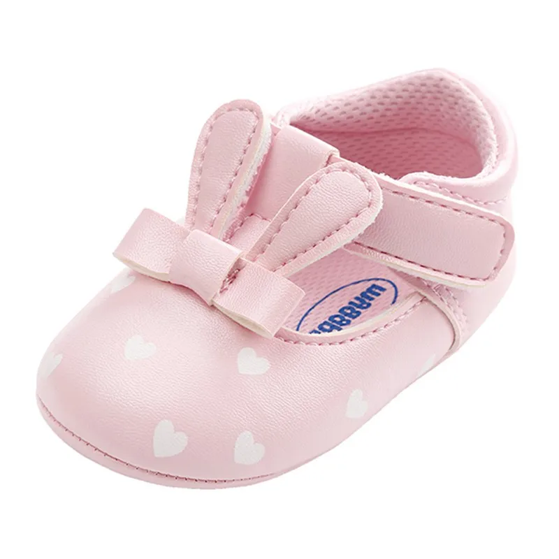 Cute Rabbit Ears PU Sweet Princess Shoes Non Slip Soft Bottom Baby