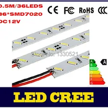10X0,5 м/много затемнения 8Вт 0,5 м SMD7020 светодиодный 36 светодиодный s/50 см неподвижно закрепленная Жесткая света супер яркий светодиодный бар полосы DC 12 V Non-Водонепроницаемый шкаф
