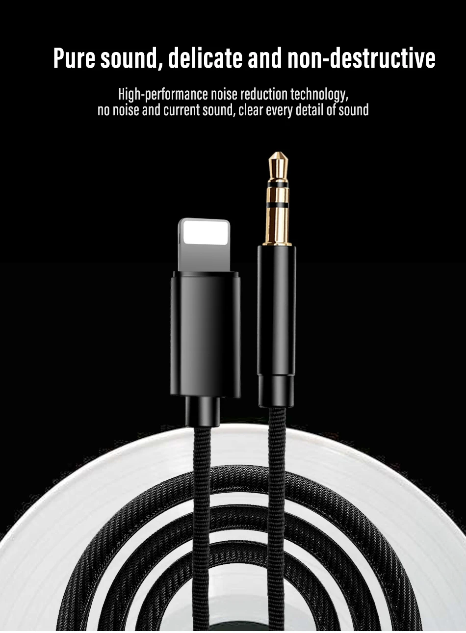 !ACCEZZ AUX Cable Car Audio Cord For iphone X 10 XS MAX XR 7 8 Plus Converter 3.5mm Jack Headphone Adapter AUX Splitter Line 1M (2)