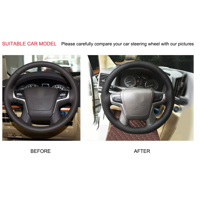 Ручная работа PU искусственная кожа Автомобильный руль Крышка для Toyota Land Cruiser Land Cruiser Prado