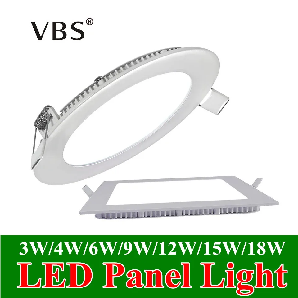 Ultra Thin Led Downlight 3W 4W 6W 9W 12W 15W 18W Round Square Spot LED Ceiling Recessed Downlight 85-265V Led Spot Downlights