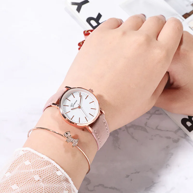 PU ремешок аналоговые часы подростковое платье часы подарок для девочек Детские кварцевые наручные часы простые наручные часы детские часы Relogio Infantil - Цвет: pink