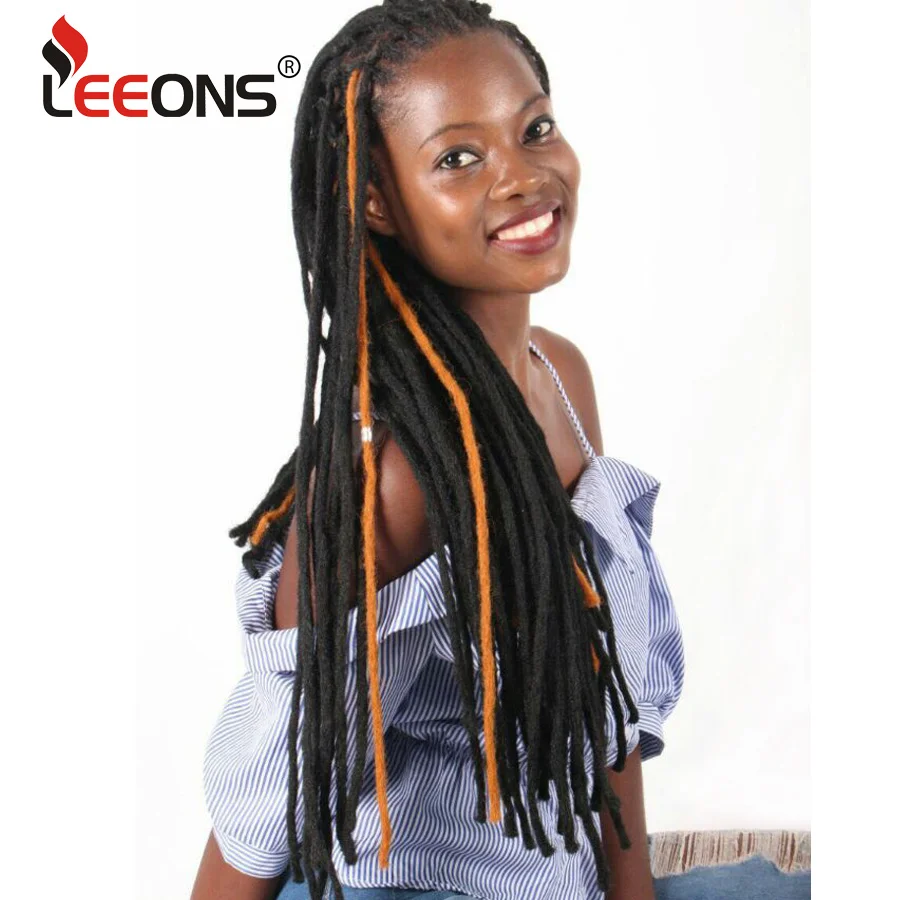 Leeons 22 дюймов дреды наращивание волос для мужчин и женщин натуральные африканские косы черный коричневый бордовый синтетический вязаный