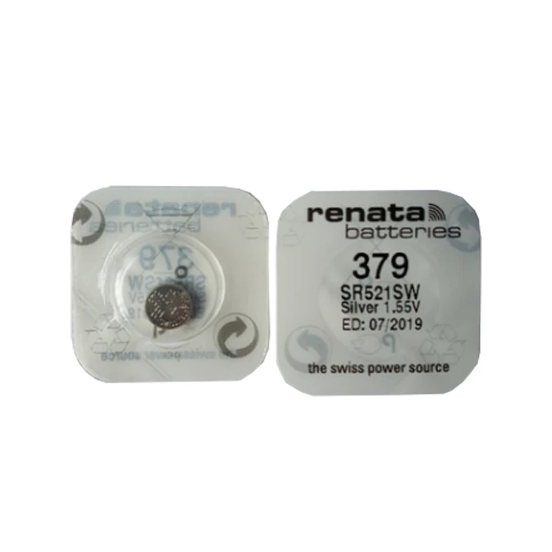 Renata 2 шт./лот оксид серебра часы батарея 379 SR521SW 521 1,55 в renata 521 Bottun батареи