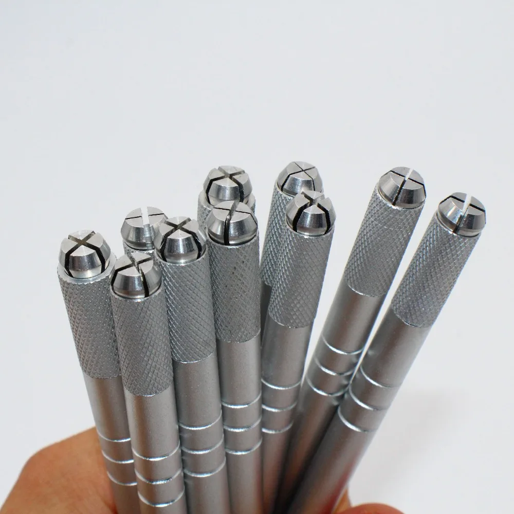 

50 Pcs Aluminum Alloy Manual Eyebrow Tattoo Pen Permanent Makeup Microblading Pen For 3D eyebrow tattoo embroidery Needle handle