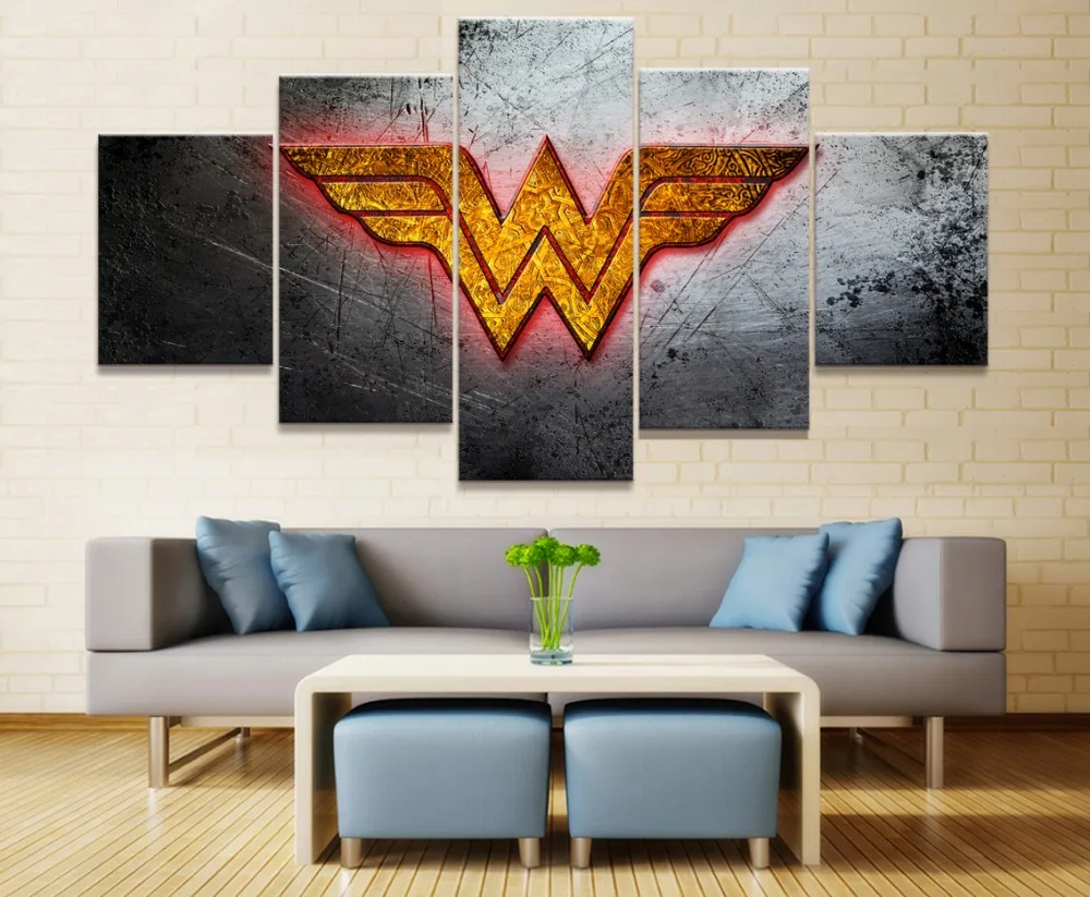 Wonder Woman Wall Art framed 5 piece canvas poster dc comics wonder woman logo paintings Wonder Woman Wall Art framed 5 piece canvas poster dc comics wonder woman logo paintings