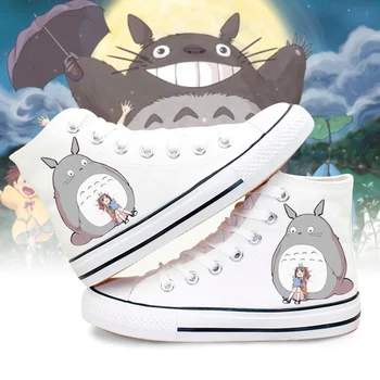 

Spring Summer Womens Totoro Graffiti Shoes Casual Hand Painted Canvas Shoes Female Cartoon Doodle Sneakers Zapatos Mujer A51103