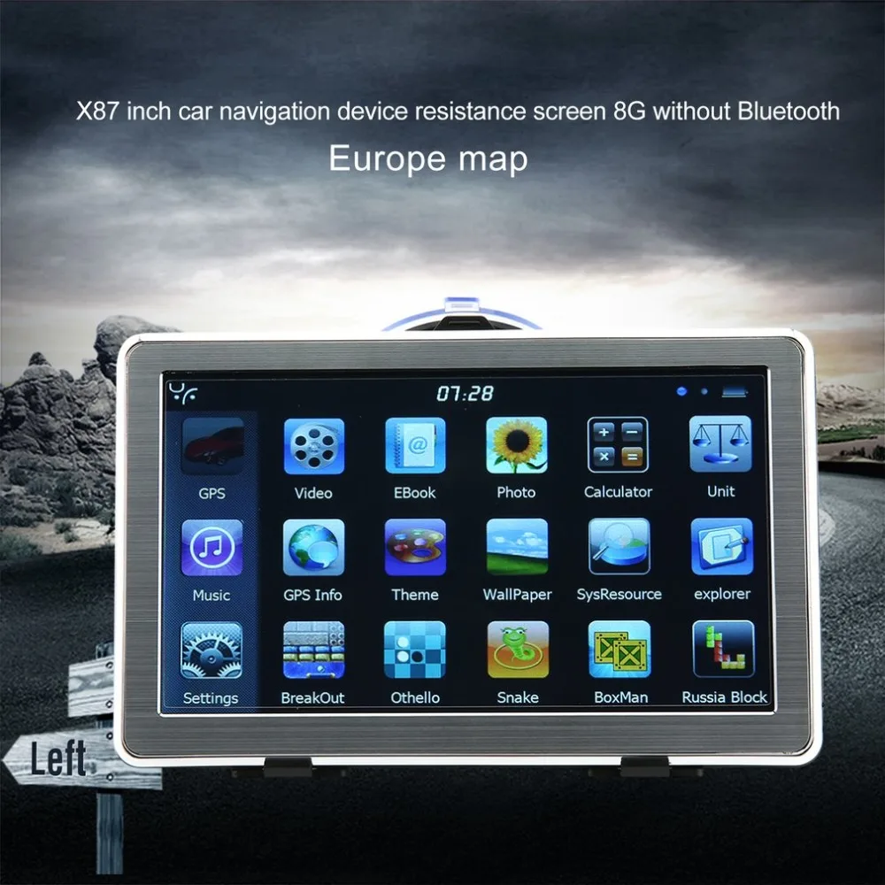 

Portable External X8 7 Inch High Definition GPS Car Navigation System Resistance Screen 8G Without Bluetooth